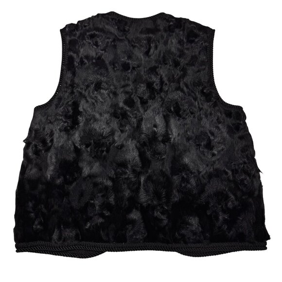 Vintage 70 Black Real Sheep Fur Vest SZ M Swakara Karalul Boho Whimsigoth Folk - Picture 8 of 14